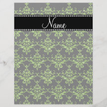 Personalized name green damask flyers