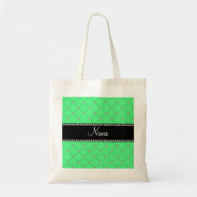 Personalized name Green diamonds Canvas Bags