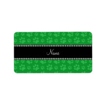 Personalized name green dog paw prints custom address label