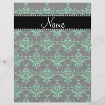 Personalized name green glitter damask personalized flyer