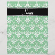 Personalized name green white damask personalized flyer