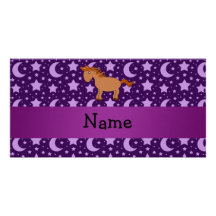 Personalized name horse purple stars and moons personalized photo card
