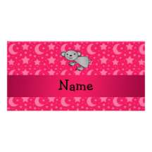 Personalized name koala pink stars and moons customized photo card
