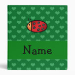 Personalized name ladybug green hearts vinyl binders