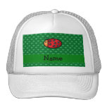 Personalized name ladybug green hearts hats