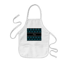 Personalized name light blue damask aprons