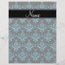 Personalized name light blue damask personalized flyer