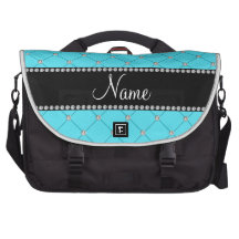 Personalized name Light blue diamonds Laptop Bags
