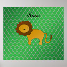 Personalized name lion green dragon scales print