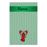 Personalized name lobster green stripes customized stationery