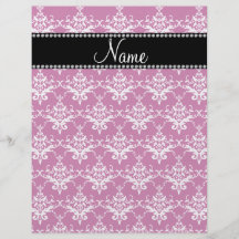Personalized name magenta pink damask full color flyer