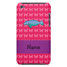 Personalized name manatee pink butterflies iPod touch covers