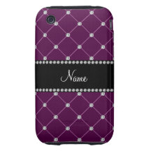 Personalized name Maroon diamonds Tough iPhone 3 Cover