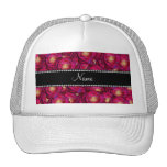 Personalized name Maroon pink roses Hats