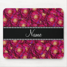 Personalized name Maroon pink roses Mousepad