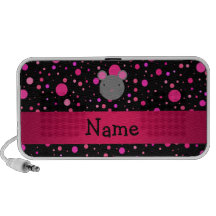 Personalized name mouse black pink polka dots travel speaker