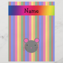 Personalized name mouse face rainbow stripes flyer design