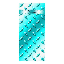 Personalized name neon blue diamond plate steel customized rack card