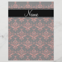 Personalized name orange glitter damask flyer