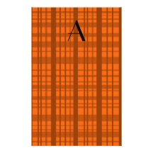Personalized name orange plaid pattern customized stationery