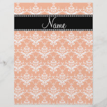 Personalized name orange white damask flyer design