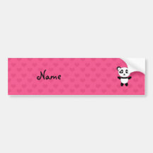 Personalized name panda pink hearts bumper sticker