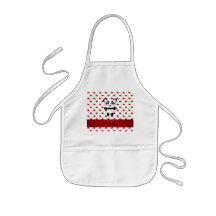 Personalized name panda red cherries apron