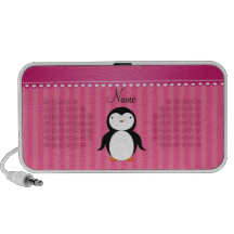 Personalized name penguin pink stripes mp3 speakers