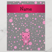 Personalized name pig black pink polka dots flyers