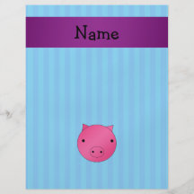 Personalized name pig face blue stripes flyer