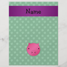 Personalized name pig face green shamrocks flyers