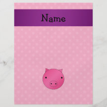 Personalized name pig face pink polka dots flyer design