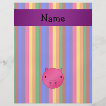 Personalized name pig face rainbow stripes flyer