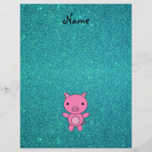 Personalized name pig turquoise glitter flyer