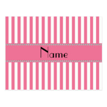 Personalized name pink and white stripes postcard