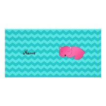 Personalized name pink bear photo cards