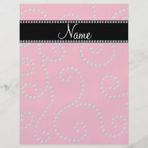 Personalized name pink diamond swirls flyer design