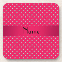 Personalized name pink diamonds coasters