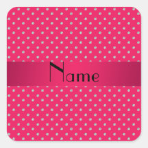 Personalized name pink diamonds square stickers