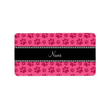 Personalized name pink dog paw prints personalized address label