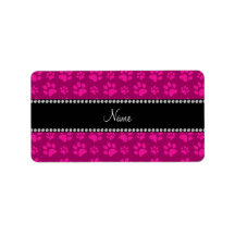 Personalized name pink dog paw prints custom address label