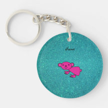 Personalized name pink koala glitter acrylic keychains