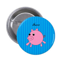 Personalized name pink pig blue stripes