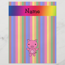 Personalized name pink pig rainbow stripes personalized flyer