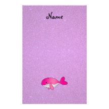 Personalized name pink white purple glitter customized stationery
