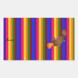 Personalized name platypus rainbow stripes rectangle stickers
