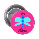 Personalized Name Pretty Blue Butterfly Button