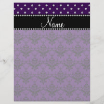 Personalized name purple damask purple diamonds flyer