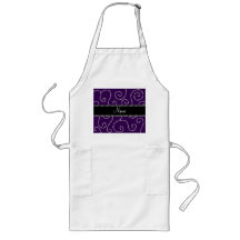 Personalized name purple diamond swirls aprons