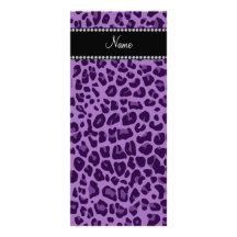 Personalized name purple leopard pattern rack card design